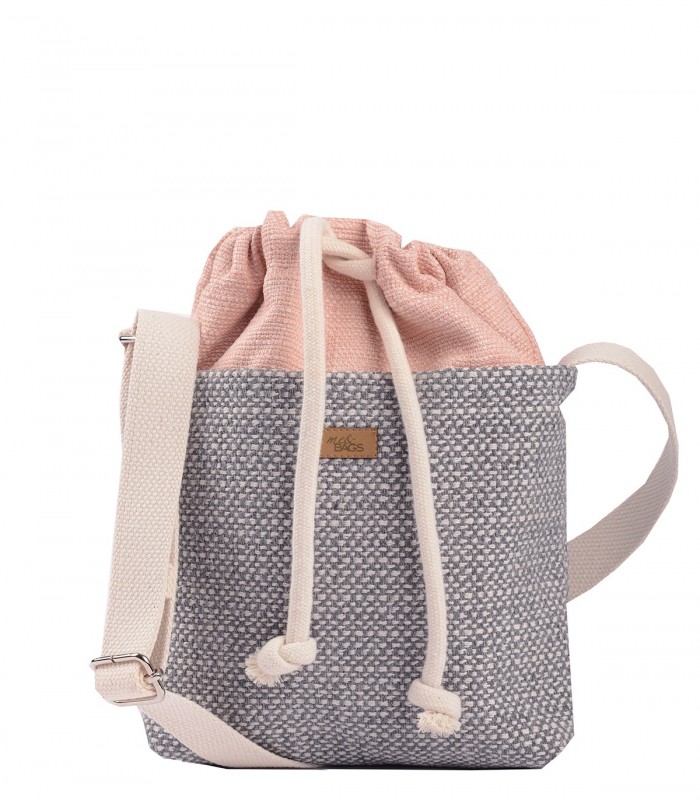 CROSSBODY SMALL BAG "DUO MINI" fabric pink grey