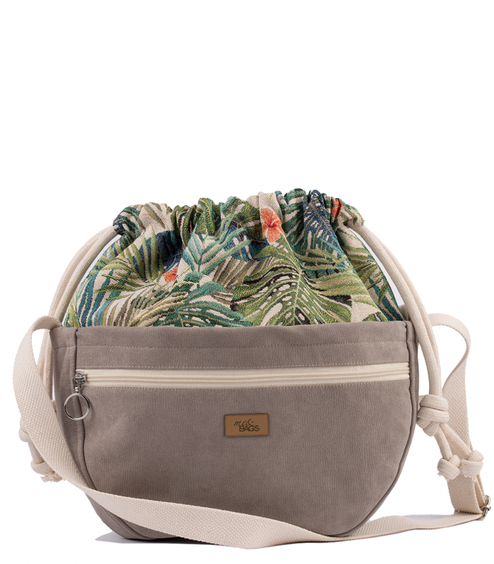 CROSSBODY BAGS ECO SUEDE TAUPE PALMS