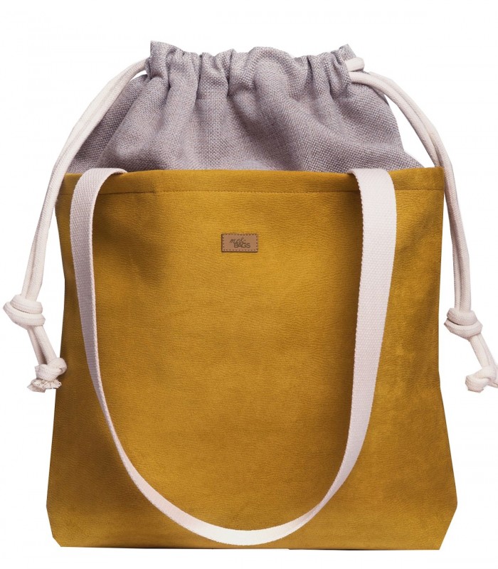SACK BAG "DUO BAG" eco suede  Faded yellow