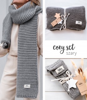 Cozy set GREY: hight tights socks & scarf