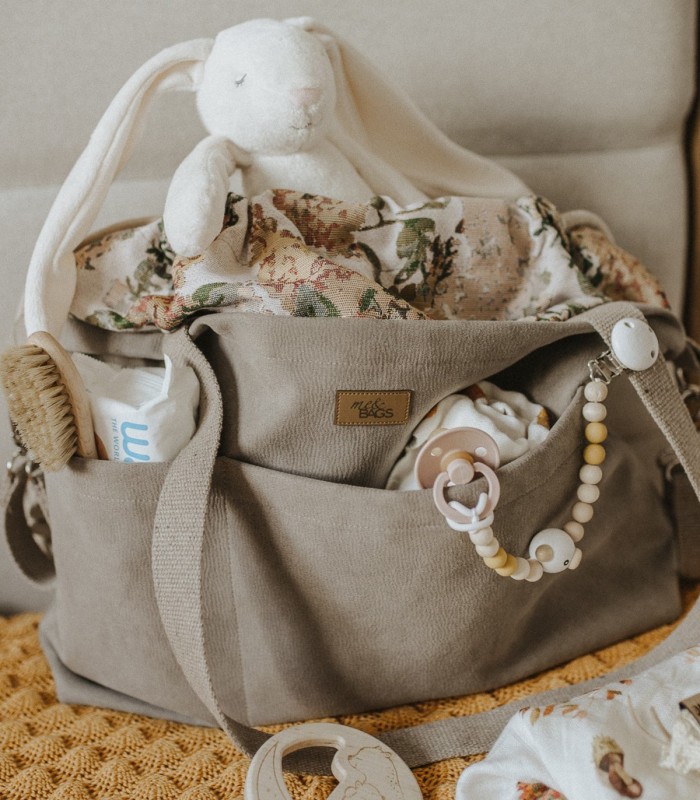 Mom Bag "Me&BABY" eco suede taupe bloom