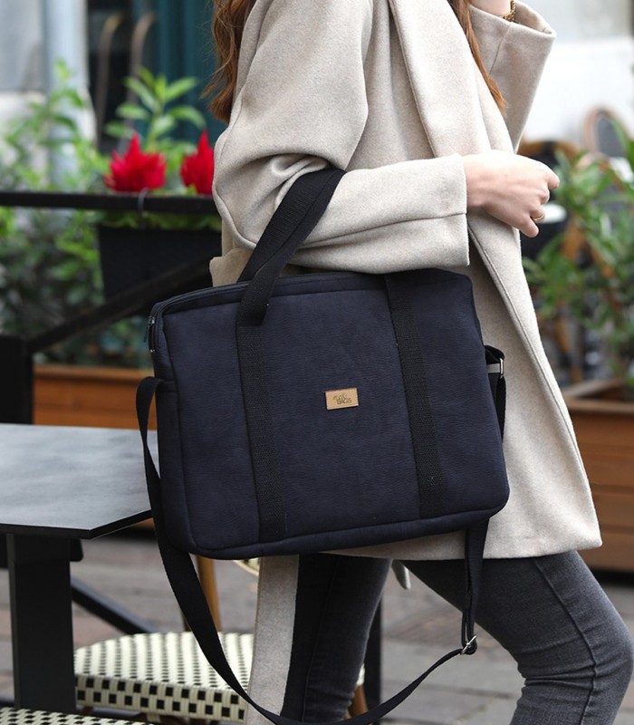LAPTOP BAG SIZE 14/16 INCHES ECO-SUEDE BLACK