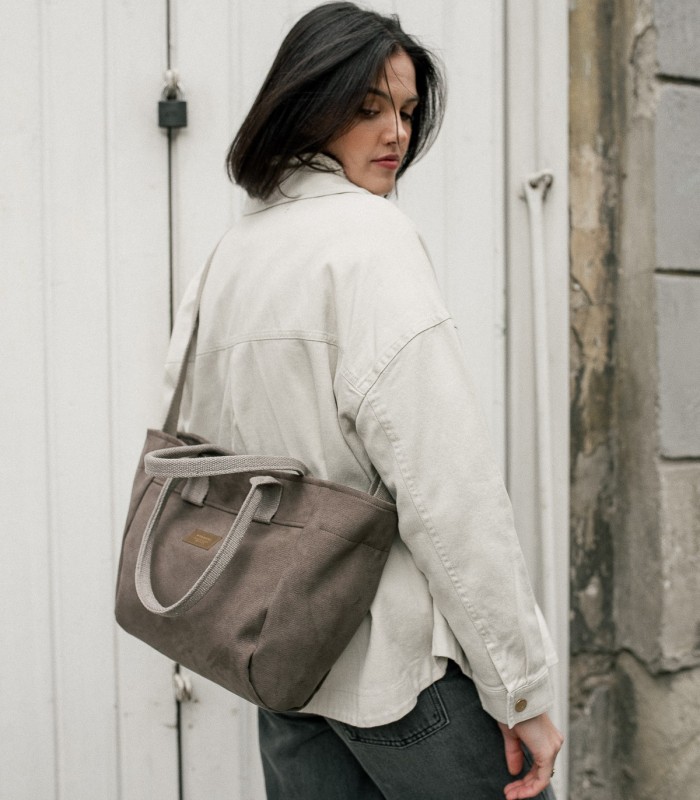 Torebka Daily midi shopper zamszowa, taupe