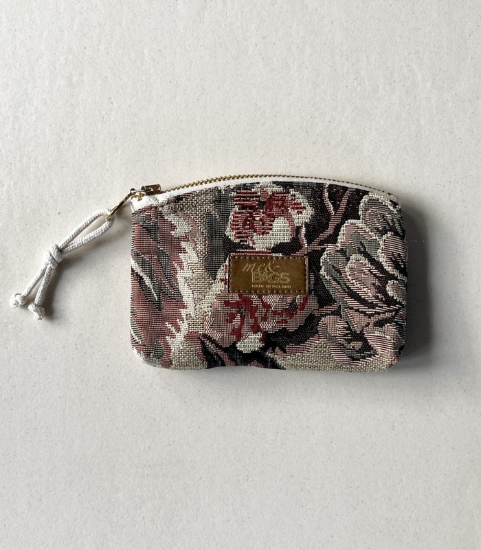 Mały portfel damski żakard w kwiaty
