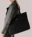 Torebka shopper czarna Pocket z kieszeniami